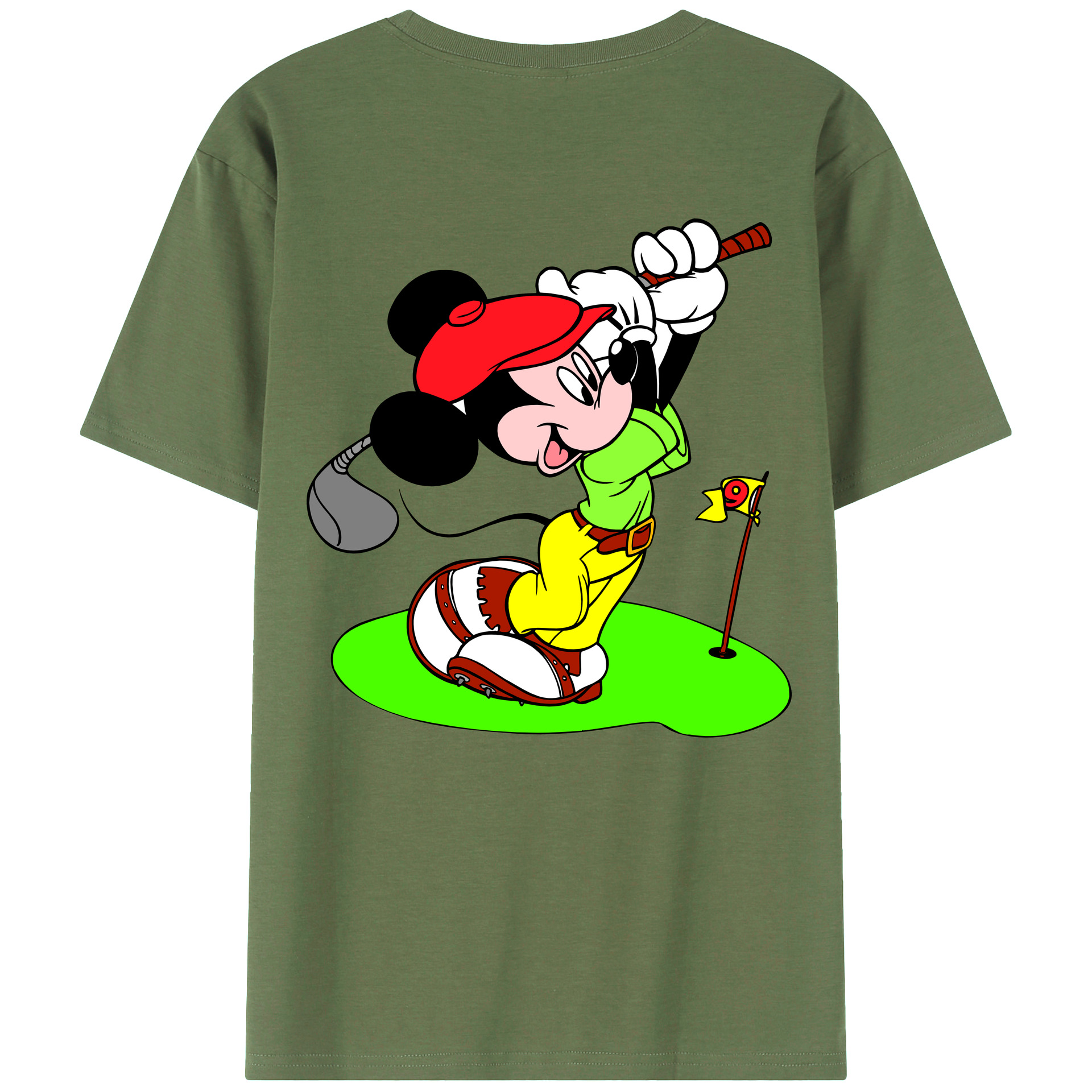 ミッキーマウス Mickey Mouse 綿100％ メンズ半袖Tシャツ（バックプリント） 通気性